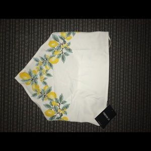 white bandeau top with lemon pattern